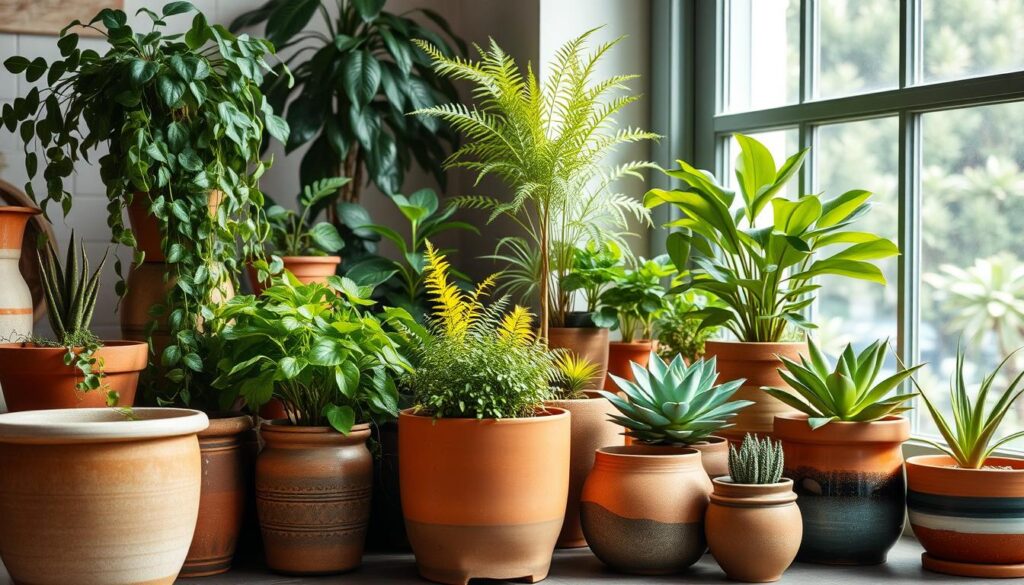 plantes d'intérieur avec pots décoratifs