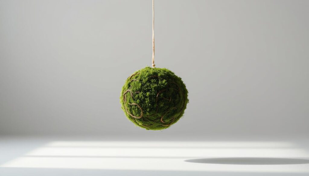 kokedama suspendu minimaliste
